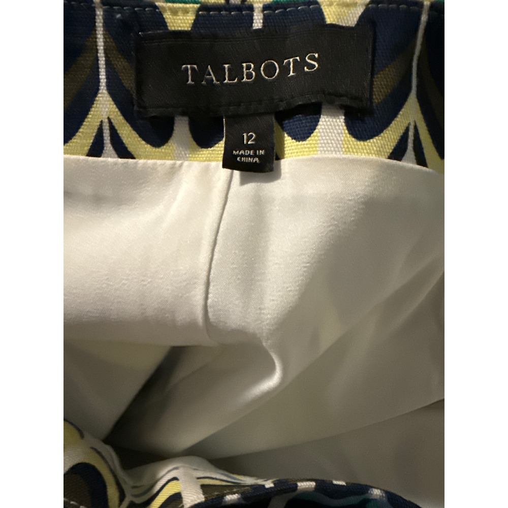 Talbots Women's Size 12 Blue Yellow Green Abstract Print Skirt - Picture 8 of 8
